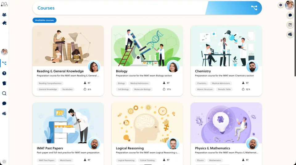 IMATmentor course catalog powered by PrepOS on desktop